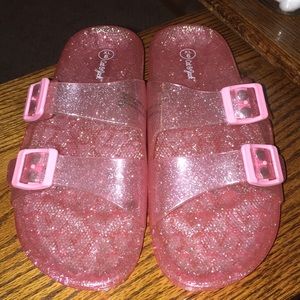 Girl susan glitter jelly slide sandals.